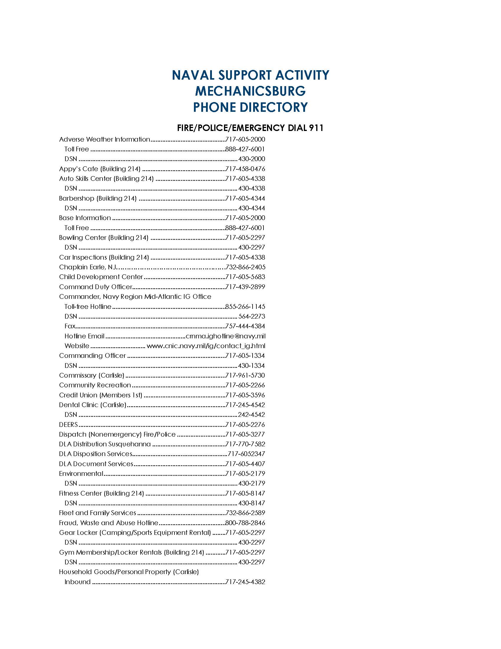 Commander, Navy Region Mid-Atlantic > Installations > NSA Mechanicsburg ...